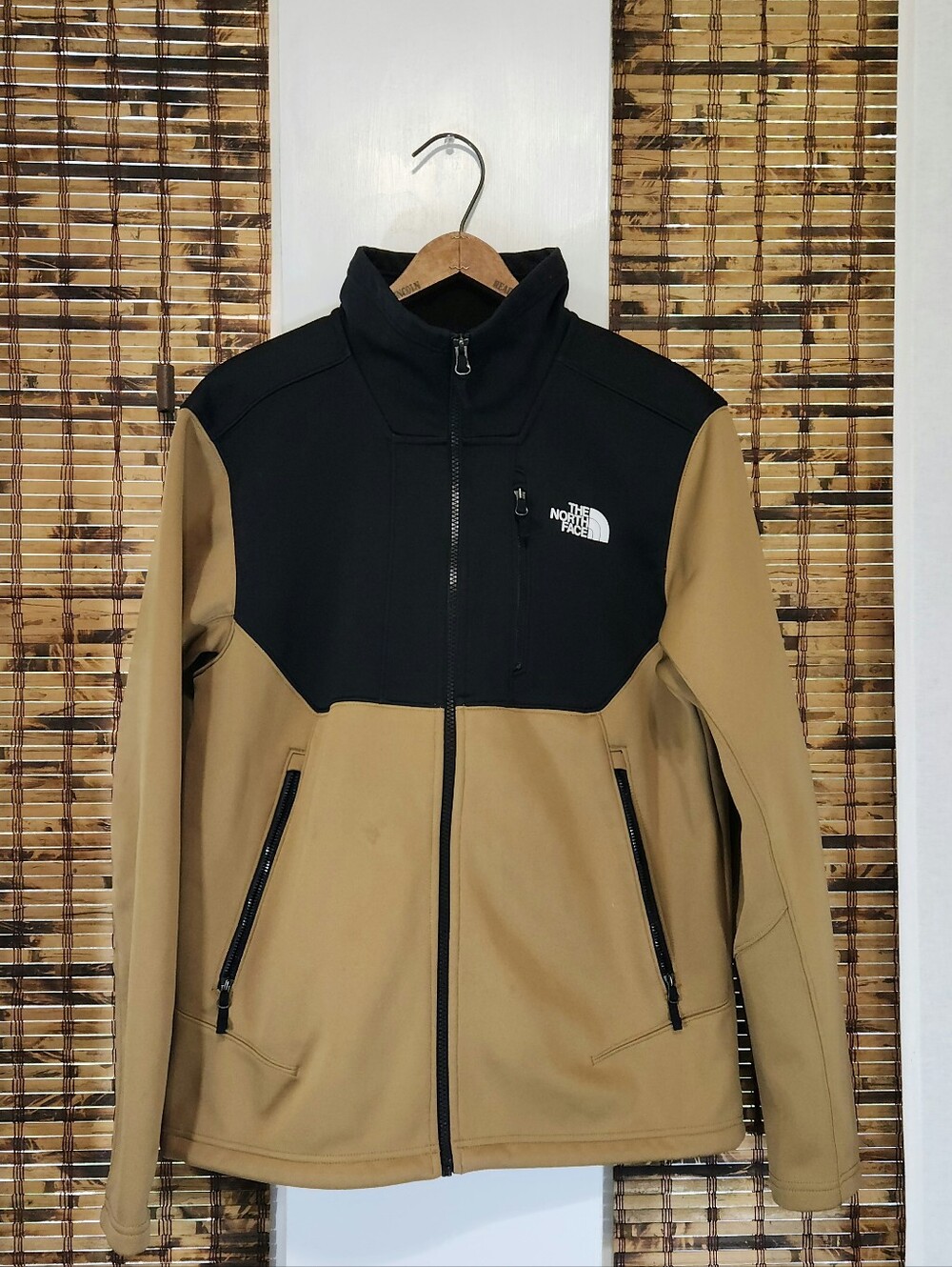 The North Face WindWall Apex Softshell Full Zip Jacket Men's M Tan Black
